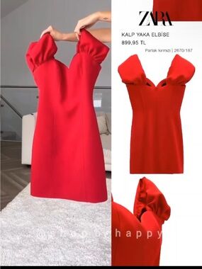 ZARA Bright Red Strapless Sweetheart Mini Dress